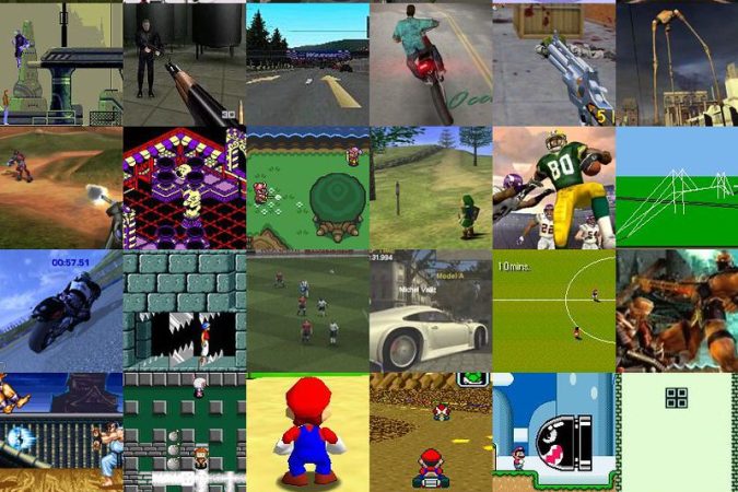 A collage of various video game scenes showcasing different genres and gameplay styles.