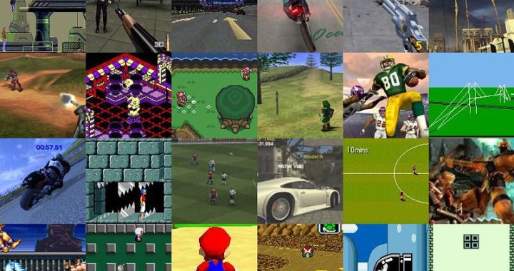 A collage of various video game scenes showcasing different genres and gameplay styles.